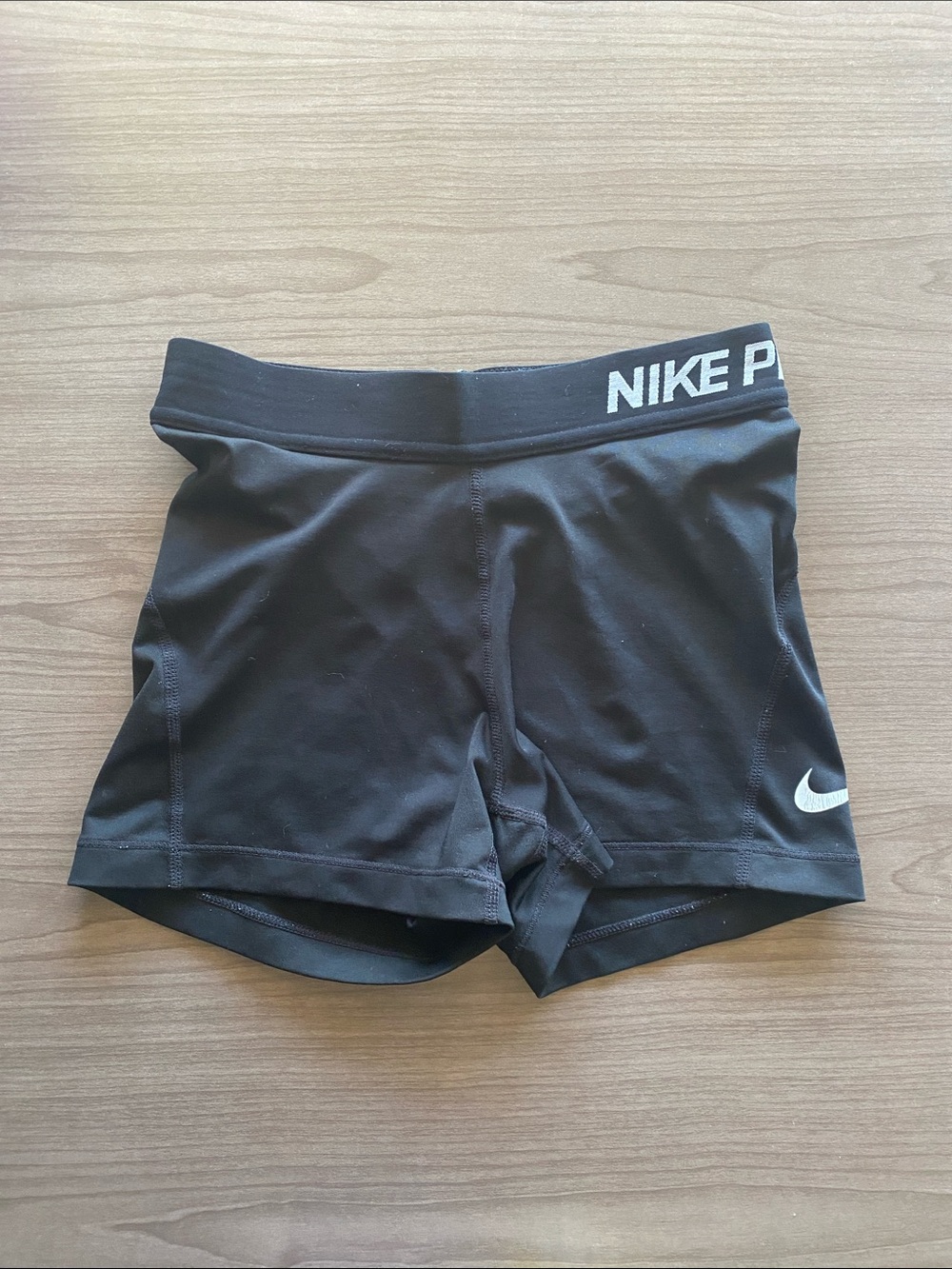 Nike Pro Black Short Compression Shorts with White Swoosh